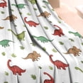 thumbnail image 3 of White Cartoon Dinosaurs Leaves Pattern Blanket,Comfortable Soft Flannel Throw Blanket,All Season,Warm Lightweight Blankets for Sofa Bed Couch Living Room Chair,30"x40", 3 of 4