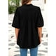 thumbnail image 2 of Blusa PRETTYGARDEN para mujer, verano 2025, manga corta, negra, 2 of 9