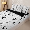 thumbnail image 3 of Manfei Lovely Black Moon Zipper Twin Comforter Sets with Fitted Sheet and 2 Pillowcases,Sprinkle Stars Print Zipper Bedding Set,Black Reversible,4pcs, 3 of 8