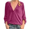 thumbnail image 2 of AXXD Womens Tops Dressy Basic Summer 2024 Trendy Casual Long Sleeve V Neck Loose Shirt Blouse Tops, 2 of 6