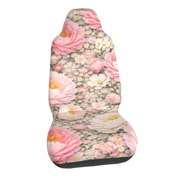 Pink Peony Floral Car Seat Covers Stretch Car Seat Protectors Universal Fit