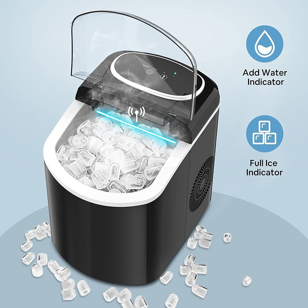 Self Cleaning LifePlus Ice Cube Maker for Home Kitchen Office Bar 9 Cubes Ready in 7 Minutes Ice Maker Machine Countertop Portable Ice Maker with 26lbs/24Hrs Transparent Window 