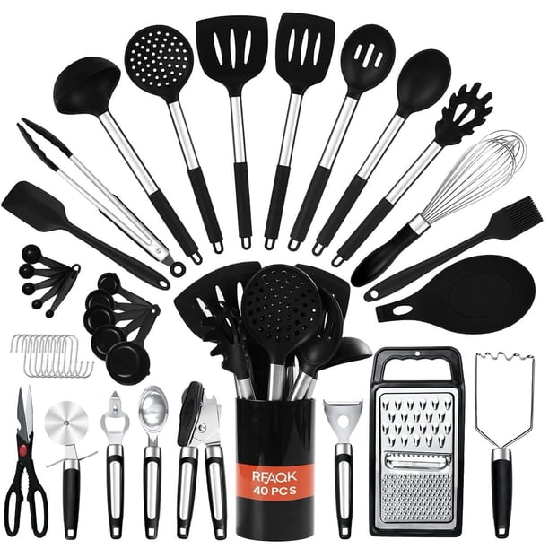 Juego de utensilios de cocina RFAQK de silicona resistente al calor, 40 piezas