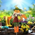thumbnail image 2 of 1Pc Fall Thanksgiving Scarecrow Decoration, Pumpkin Scarecrow Doll Green Pants, 21.7Inch Halloween Scarecrow, Fall Harvest Standing Scarecrow Decor for Autumn, Halloween, Garden, Yard Decoration, 2 of 6
