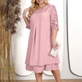 thumbnail image 3 of Uootdi Robes Grande Taille pour Femmes Col Rond Manches 3/4 Robes Brodées Élégantes Robes Midi Formelles Tenue de Fête Cadeau, 3 of 8