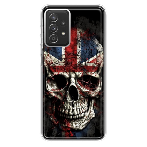 MUNDAZE Samsung Galaxy A72 Shockproof Clear Hybrid Protective Phone Case British UK Flag Skull Cover