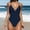Dark blue, variant on Rigardu one piece swimsuit women Women's Crisscross Back Ruched Swimsuit V Neck High Cut Thin Straps Bathing Suit womens one piece swimsuits Black L
