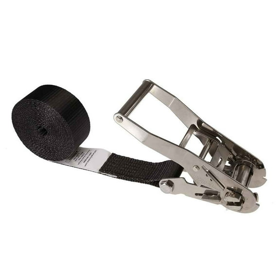 2" x 15' Black Stainless Steel Endless Ratchet Strap