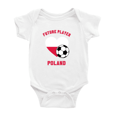 

Future Soccer Player Poland Soccer Fan Cute Baby Rompers Baby Clothes (White 12-18 Months)