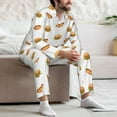 thumbnail image 5 of Mens Pajamas Set, Hot Dog Burger Print Button Down Long Sleeve Loungewear Sleepwear Pjs sets for Men, 5 of 5