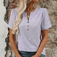 thumbnail image 4 of Ediodpoh Women's V Neck Button Down T Shirt Casual Comfortable Summer Top for Home Outdoor Wear with Jeans Womens T Shirts Light Purple XXL, 4 of 8