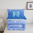 thumbnail image 5 of meiyoeat Ice Sequin Print Monogram Queen Comforter Set,Blue Bow Initial Aesthetic Comforter Sets Queen For Girl,Colorful Stars Reversible,3-Piece,1 Comforter And 2 Pillowcases, 5 of 7