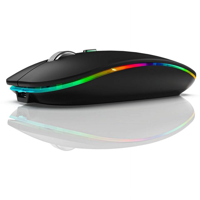 RatóN InaláMbrico BT5.1+2.4Ghz con Jiggler de RatóN, RatóN Recargable de 2.4G, Movimiento de RatóN para Computadora con USB, Negro