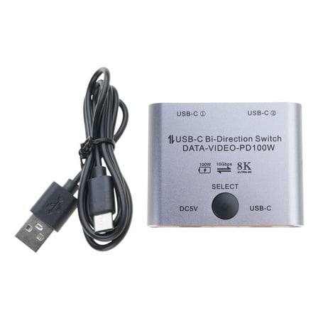 8K USB C Switcher Splitter for 2Computer BiDirectional Type C KVM Switcher Support 100W Charging 10Gbps Data Transfer