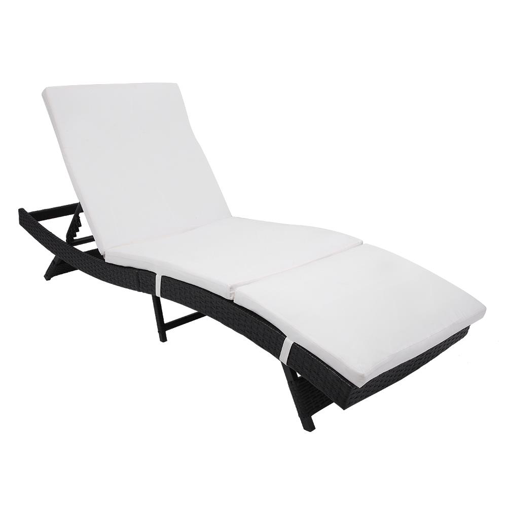 Ktaxon Outdoor Patio Wicker Rattan Chaise Lounge Chair Adjustable Backrest with Pillow