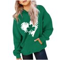 thumbnail image 2 of Chandail à Capuche pour Garçons de la Saint-Patrick, Manches Longues, Col Rond Imprimé avec Poche avant, Vert, Taille 100, Quatre Saisons, 2 of 6