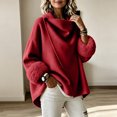 thumbnail image 6 of Coats For Women Short Fuzzy Cuff Draped Collar Loose Fit Outerwear Solid Color Long Sleeve Casual Jacket For Fall Winter, 6 of 6