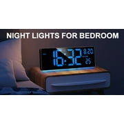 XREXS Digital Wall Clock Large Display, 16.5 LED Wall Clock with 6 Color Changes Night Lights, Auto DST, Count Up/Down Timer Clock with Remote Control for Living Room Bedroom Office Wall Decor