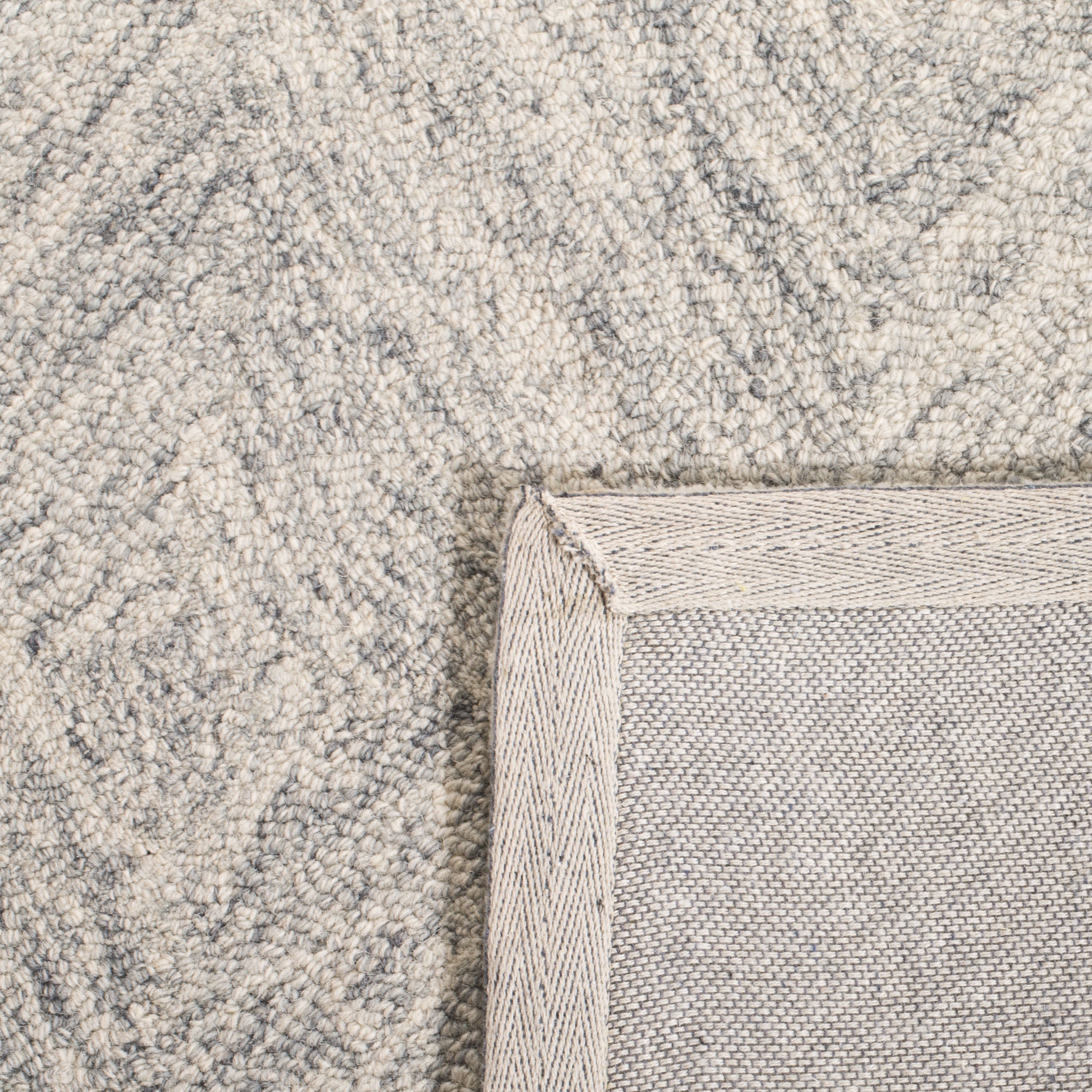 SAFAVIEH Abstract Summer Geometric Wool Area Rug, Silver, 6' x 6' Round