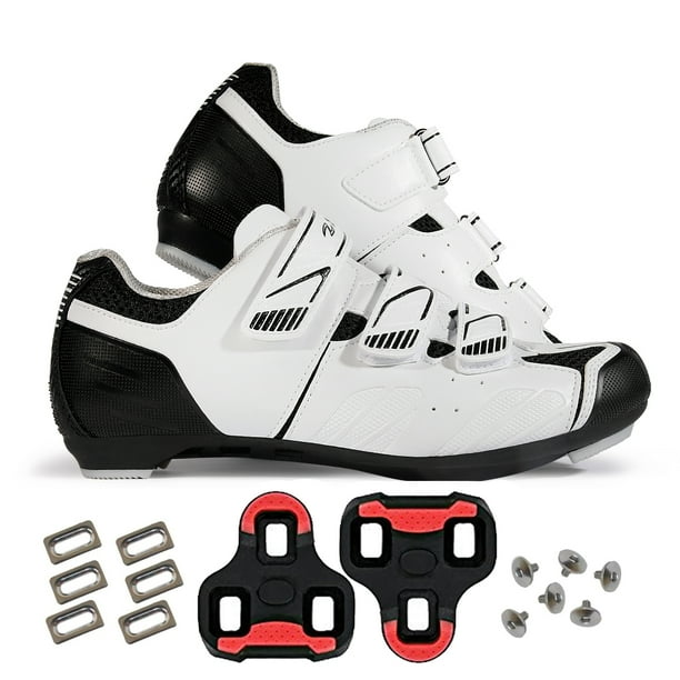 Zol Stage Road Cycling Shoes with Look Keo Cleats (Black with Silver