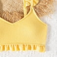 thumbnail image 6 of mgoYE Swim Suits for Girls Girls 2 Piece Swimsuit V Neck Ruched Ruffle Trim Bikini Sets Adjustable Straps Bathing Suit for Girls 5-14t(Yellow,11-12 Years), 6 of 6