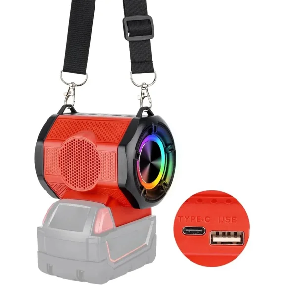 Cordless Portable Bluetooth Speaker Stero Player Loudspeaker for Milwaukee 18v