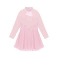 thumbnail image 4 of Haitryli Kids Girls Figure Skating Stage Performance Patchwork Dance Skirt Ice Skating Leotard Tutu Dress Pink 12, 4 of 5