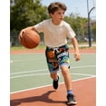 thumbnail image 3 of Lanbubble Boys' Athletic Shorts Quick Dry Stretch Elastic Waist Bottoms Big Boy Mesh Breathable Active Running Workout Shorts for Youth (7-12 Years), 3 of 8