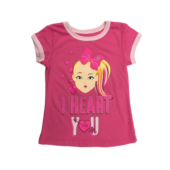 Jojo Siwa Girls Pink I Heart You XOXO Short Sleeve T-Shirt Tee Shirt XS (4-5)