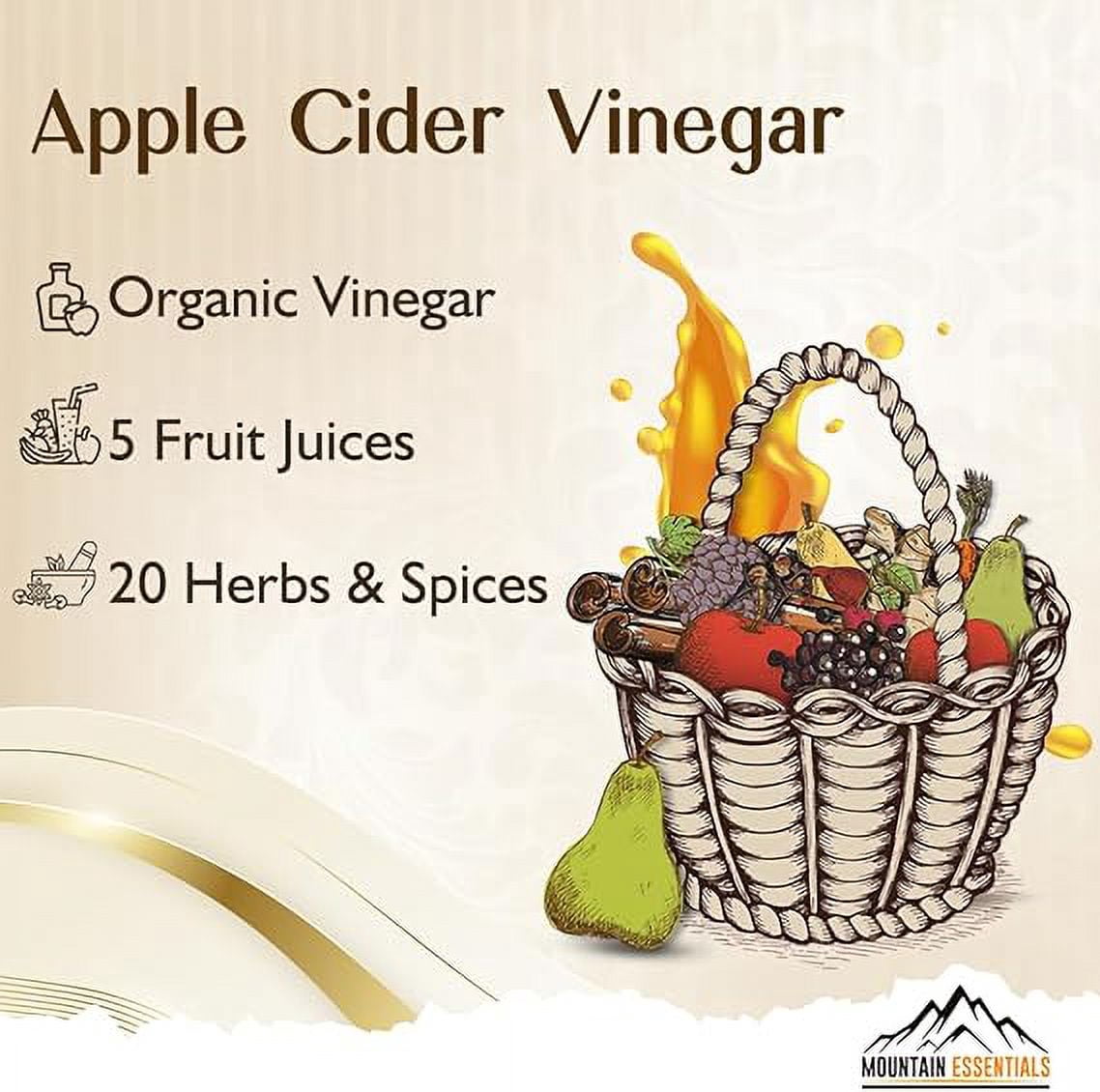 Mountain Essentials Natural Wellness Recipe Apple Cider Vinegar Juice, 25 oz Bottle (Pack of 4)
