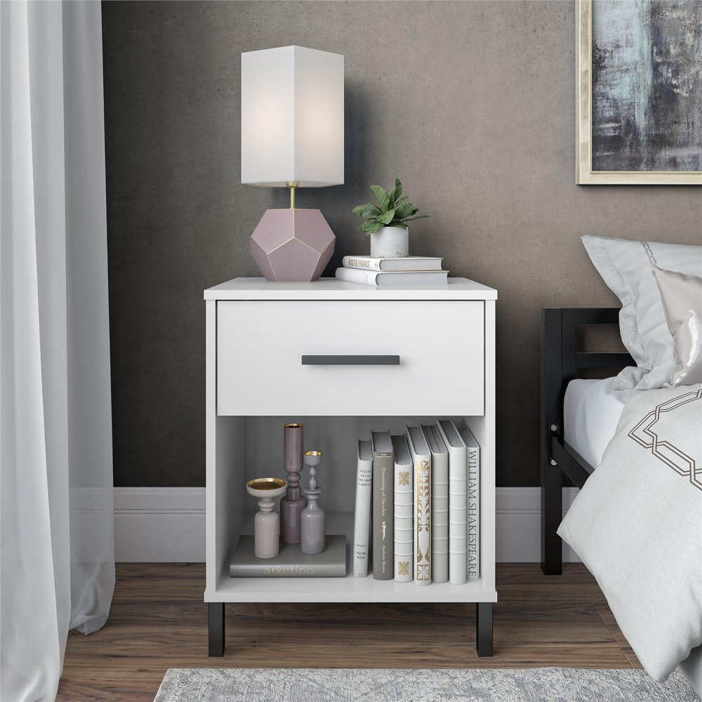 Your Zone Single Drawer Nightstand, White