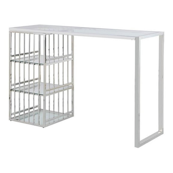 Milan 62.99" Contemporary Glass and Stainless Steel Bar in Clear