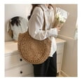 thumbnail image 3 of Straw Handbags Women Handwoven Round Corn Straw Bags Natural Chic Hand Large Summer Beach Tote Woven Handle Shoulder Bag, 3 of 6