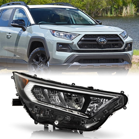 For 2019-2021 Toyota RAV4 w/Chrome Bezel LED Headlight Headlamp - Passenger Side