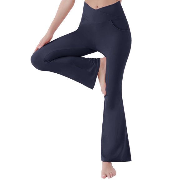 Ediodpoh Womens High Waist Pant Soft Sport Yoga Leggings Workout Running Trousers Yoga Pants For Women Navy L