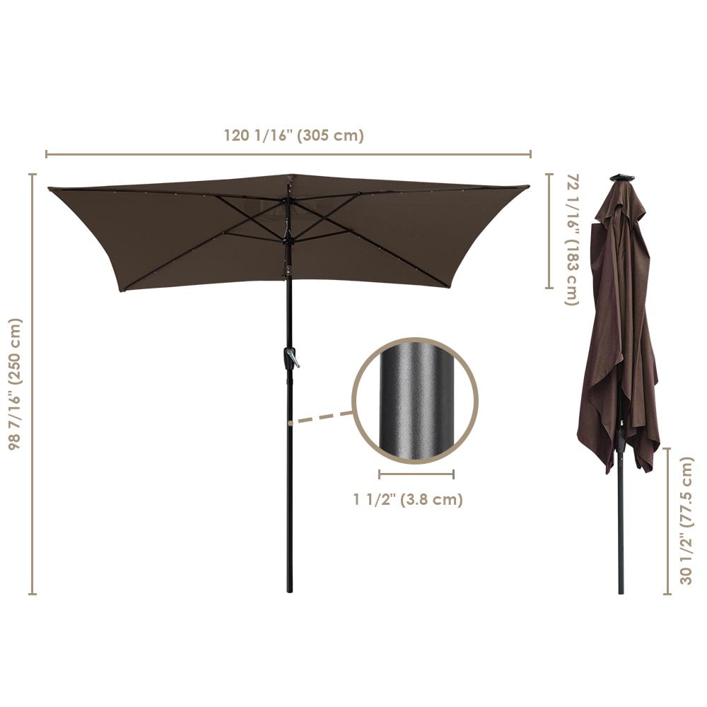 Yescom 10 X6 5 Rectangle Aluminum Solar Outdoor Crank Tilt Patio Umbrella For Yard Poolside Garden Market Pack Of 2 Walmart Com Walmart Com