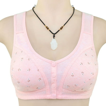 

MRULIC lingerie for women Women s Adjustable Sports Front Closure Extra-Elastic Breathable Lace Trim Bra Pink + 40