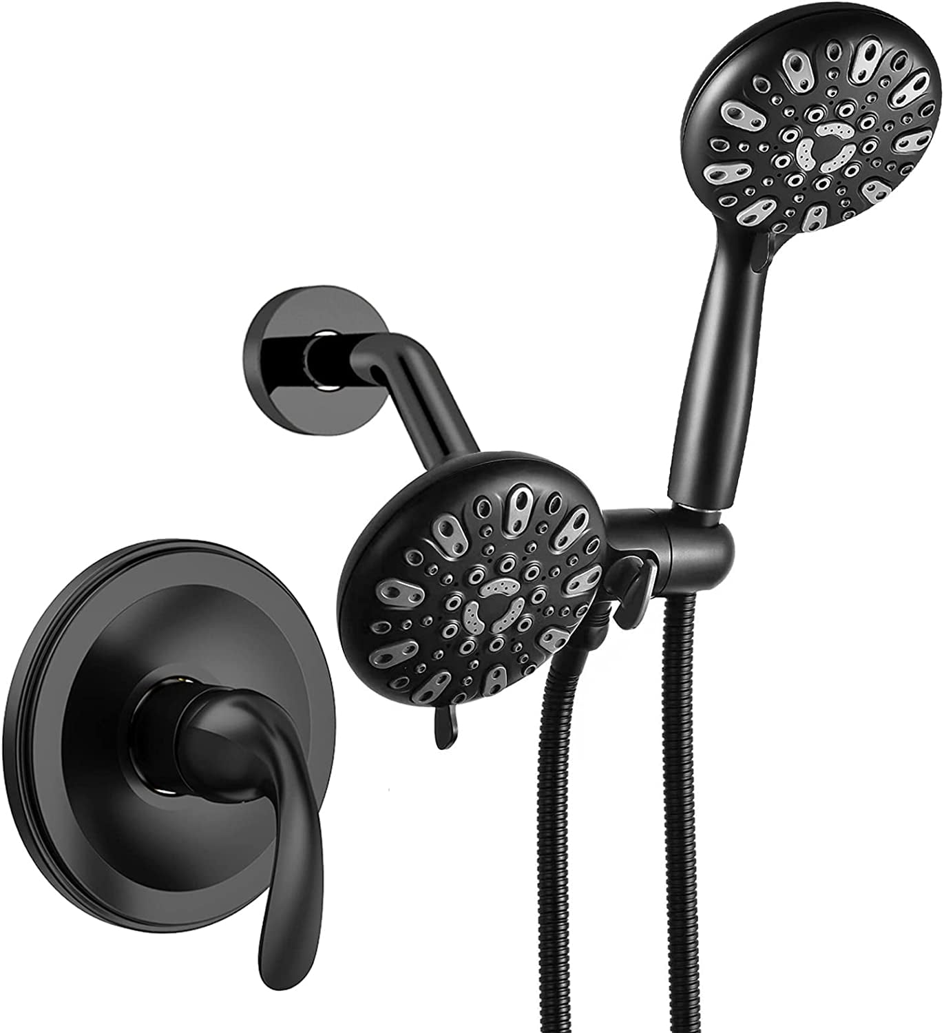 Black Shower Set with Valve Black Shower Head and Handle Set Shower