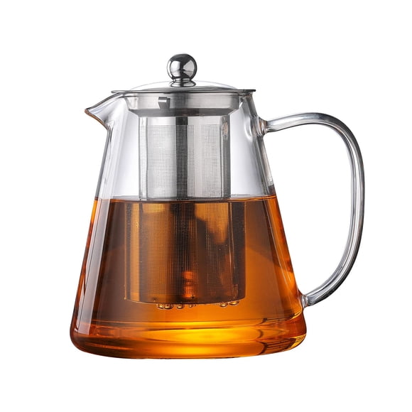 Théière en Verre avec Infuseur en Acier Inoxydable, pour Thé en Fleurs, Thé en Vrac, (43oz, 1.3l) Contient 4-6 Tasses, Ensemble de Théière en Verre JOYEUX, Cuisinière et Lave-Vaisselle