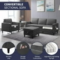 thumbnail image 4 of ijuicy Sectional Sofa Set,2PCS Living Room Furniture Couch Sets with Movable Storage Ottoman & Side Pockets,Include Sofa,Chair,Dark Gray, 4 of 7