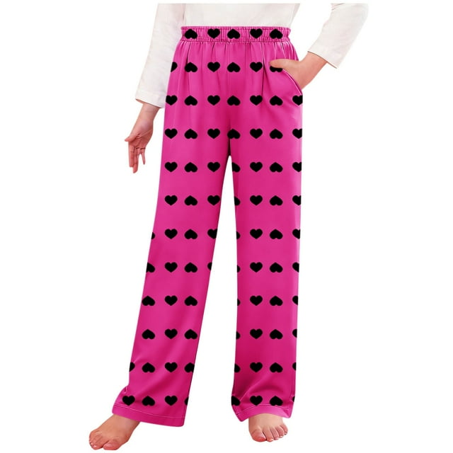 Pantalones largos para niños, pantalones casuales holgados para estar en casa, pantalones para dormir, pantalones holgados de pierna ancha para niños y niñas, pantalones de poliéster para niños