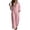 Pink, variant on Women's Striped Maxi Shirt Dress Long Sleeve Oversized Loose Fit V Neck Collared Side Split Kaftan with Pockets Blue M