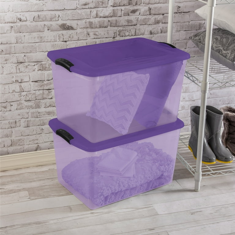 Sterilite Large Storage Bin, 66 Quart Latch Box Plastic Adult With