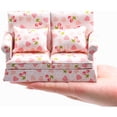 thumbnail image 4 of Ksopiavobs Scale Mini House Wooden Furniture Sofa Pink Miniature Couch with Pillow Set Miniature House Living Room Furniture Accessory, 4 of 7
