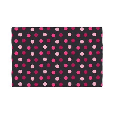 

Table Placemats Set of 6 - Simple pink polka dots black 12x18 In Faux Linen Double Heat Resistant Place Mats Cloth Indoor/Outdoor Placemats Washable Table Mats for Dining Kitchen Party