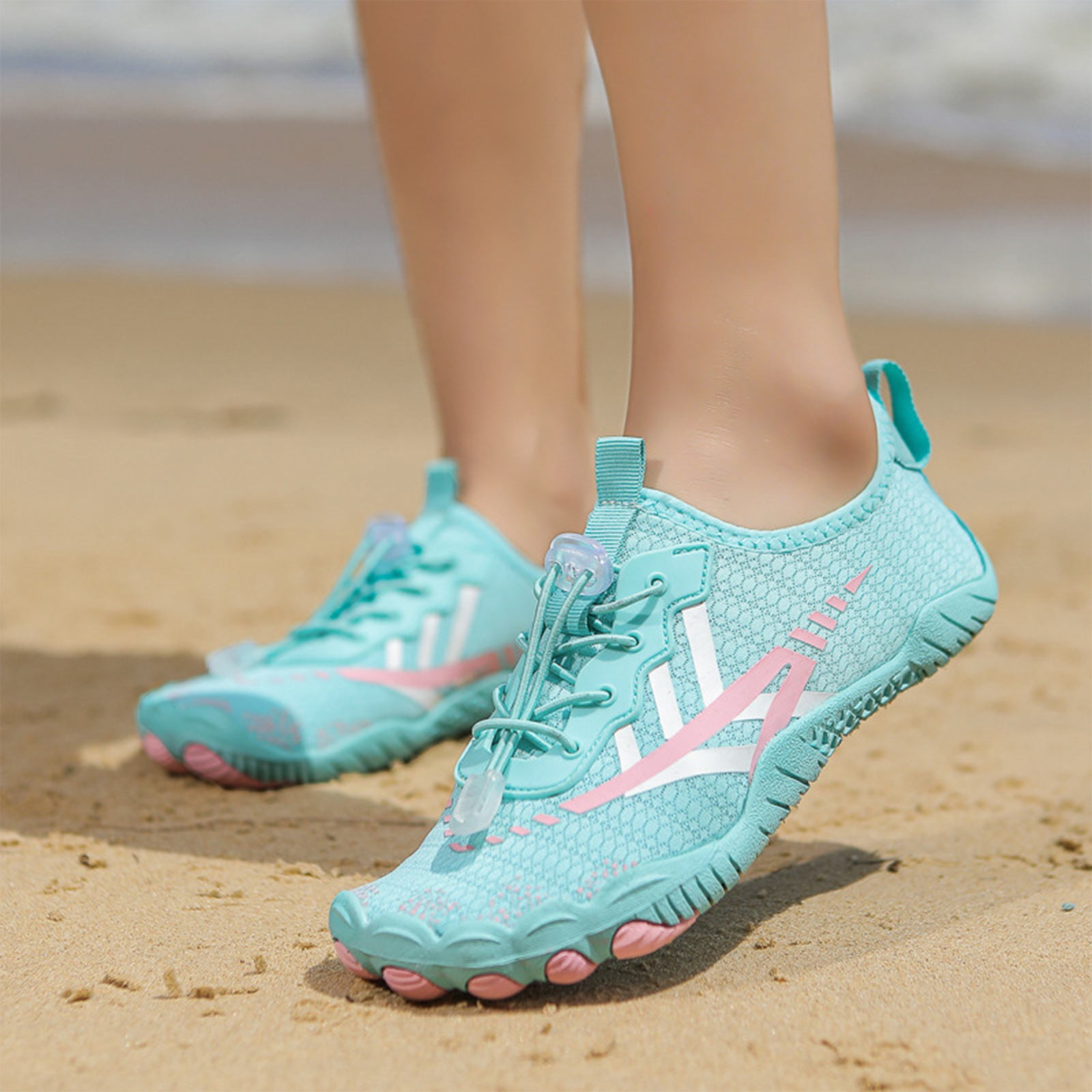 Women's Outdoor -Sport Sneakers Water Shoes for Hiking Walking Cycling Fishing Beach - Non- Breathable Quick-Drying Lightweight Comfortable with Elastic Lock Lace System