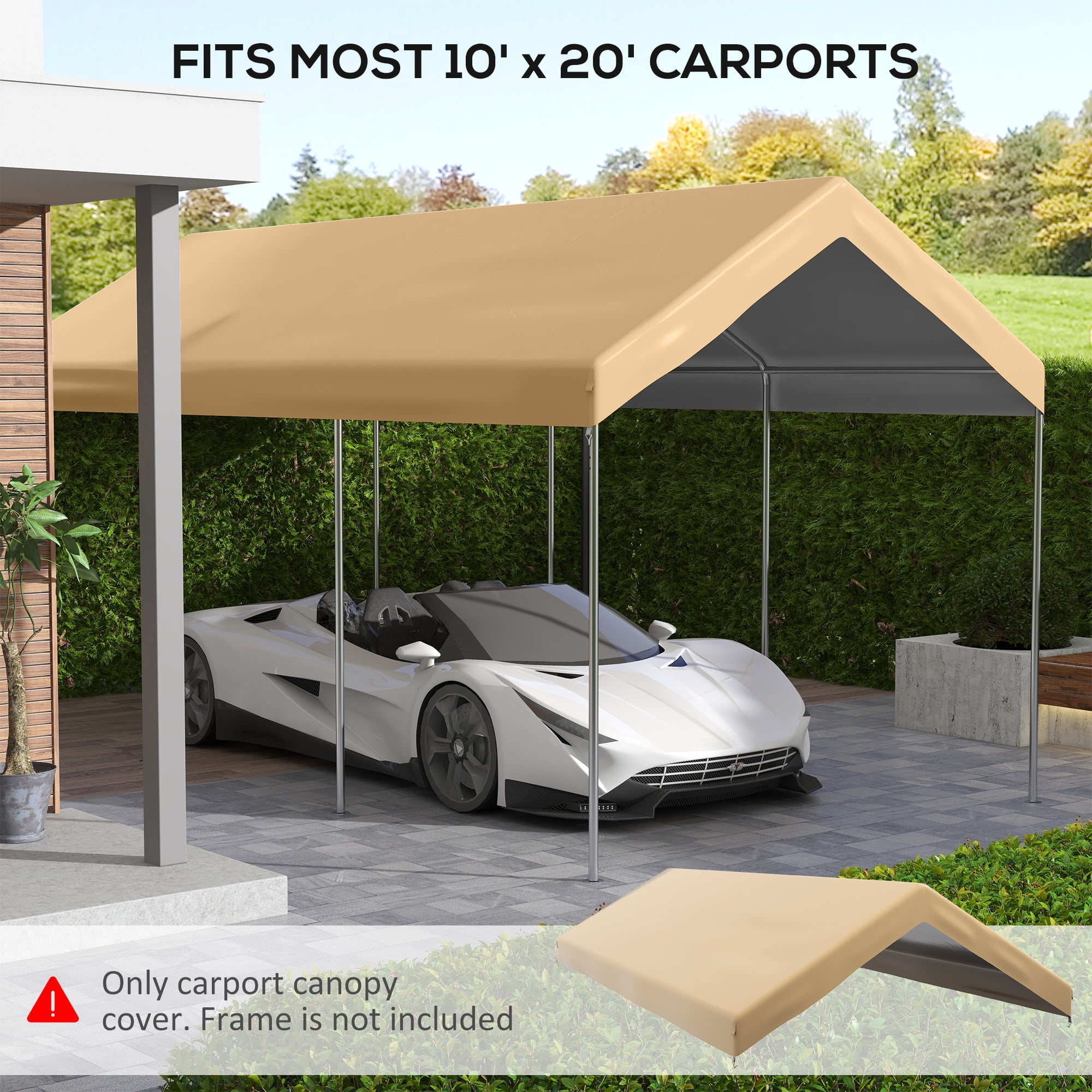Outsunny 19.7' x 9.7' Carport Top for 84C-207WT or 84C-386V00WT, Beige