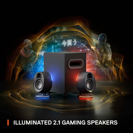 SteelSeries - Arena 7 2.1 Bluetooth Gaming Speakers with RGB Lighting (3 Piece) - Black