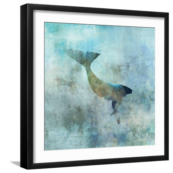 Art.com Ocean Whale 3 Art Print by Ken Roko, Black Frame Wall Art, 21" x 21"