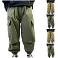 thumbnail image 5 of Odeerbi Teen Boys Cargo Pants Cotton Jogger Pants Fashionable Solid Color Pants Large Children Casual Spring Workwear Pants Olive Green, 5 of 5
